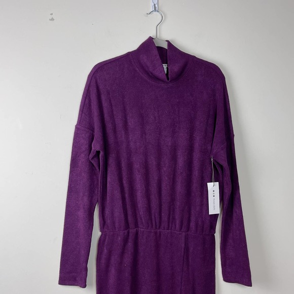 Three Dots Purple Mock Neck Midi Dress NWT Size Large - Picture 4 of 8